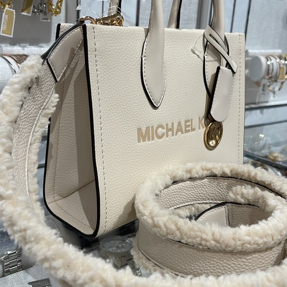 Michael Kors Mirella Small Pebbled Leather Shopper Top Zip Crossbody XBody Bag - Picture 2 of 16